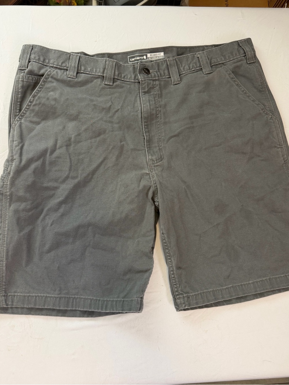 Carhartt Mens Rugged Flex Relaxed Fit Canvas Cargo Work Shorts Gray size 44